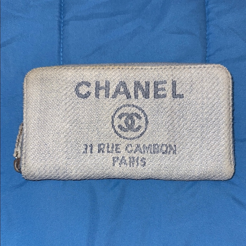 PRELOVED Chanel Deauville Continental Wallet Tweed Fabric Long Wallets